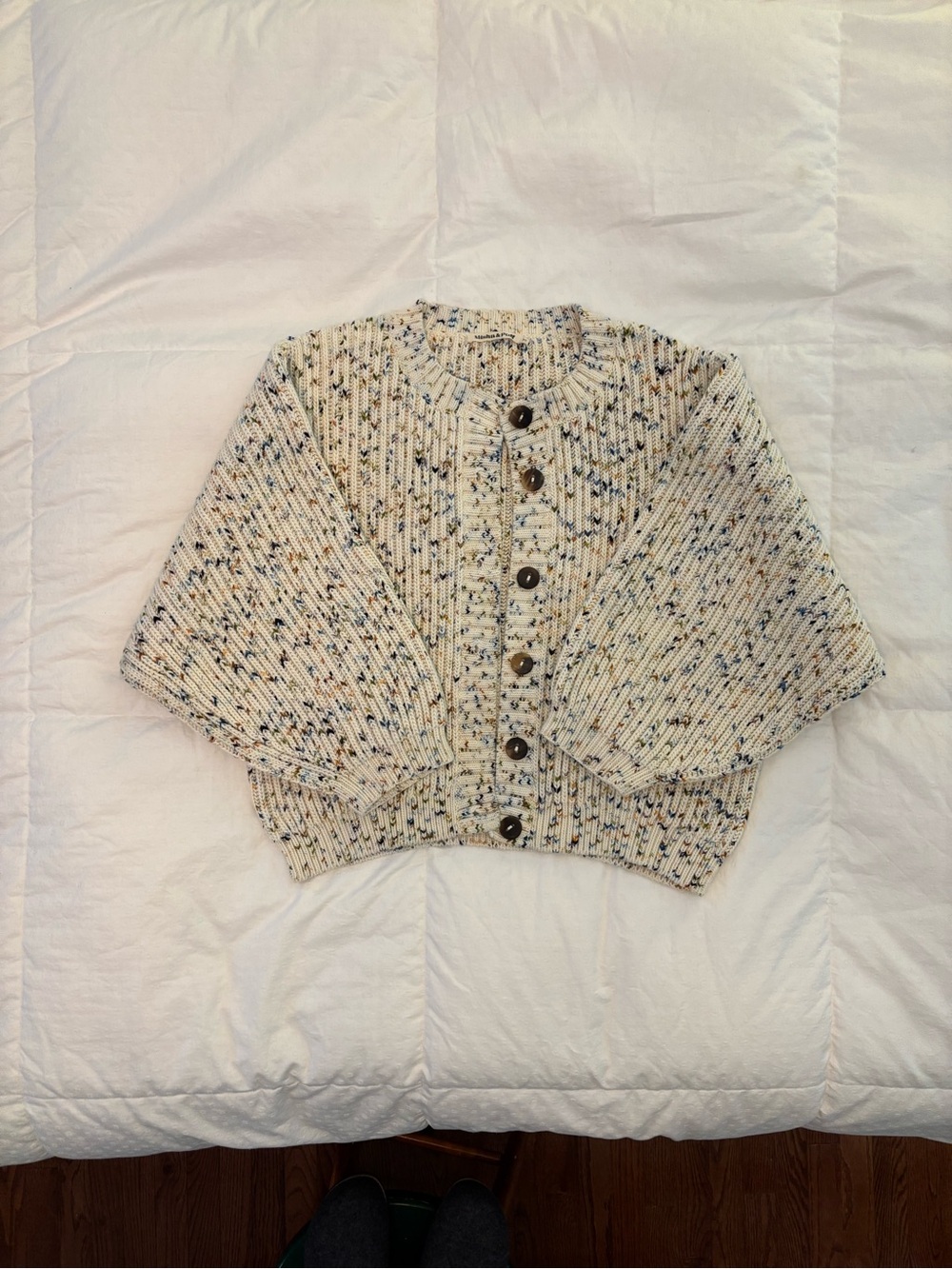 Misha & Puff seaglass confetti fisherman cardigan, size XS/S